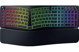 Razer Pro Type Ergo Wireless Split Ergonomic RGB Keyboard: Adjustable Tilt, Wrist Rest, Natural Typing, Multi Device Connectivity (2.4 GHz, Bluetooth, USB Type C), Windows/Mac Compatible - Black