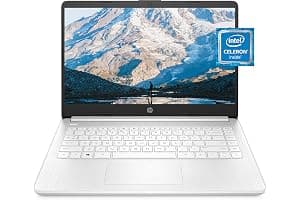 HP 14 Laptop, Intel Celeron N4020, 4 GB RAM, 64 GB Storage, 14-inch Micro-edge HD Display, Windows 11 Home, Thin & Portable, 4K Graphics, One Year of Microsoft 365 (14-dq0040nr, Snowflake White)