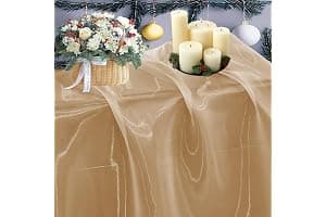 MDS Pack of 10 Yard Sheer Organza Fabric for Wedding Party Home Event Banquet Decorations, Backdrop Curtain Craft Dress Sewing Fashion DIY Crystal Organza Tulle Fabric Bolt 44” Wide - Champagne Gold