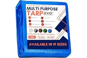 Large Waterproof Tarp- Heavy Duty Thick Poly Tarpaulin Ideal for Canopy Tents, Boats, RV or Pool Covers- Multipurpose Protective Tarps with Grommets for Indoor and Outdoor Use