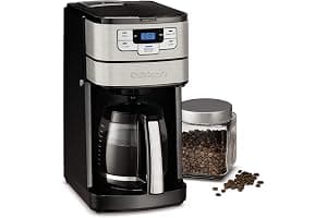 Cuisinart Automatic Grind & Brew 12-Cup Coffee Maker with Blade Grinder, Programmable Coffee Machine Glass Carafe with 1-4 Cup Setting, Brew Pause, Grind-Off Option, DGB-400NAS, Black/Stainless Steel
