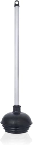 NEIKO 60166A Toilet Plunger with Patented All-Angle Design, Heavy-Duty Toilet Bowl Plunger with Aluminum Handle, Bathroom Necessity, Black, 1-Pack