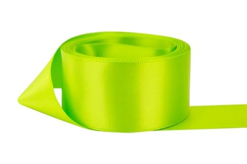 Ribbon Bazaar Double Faced Satin - Premium Gloss Finish - 100% Polyester Ribbon for Gift Wrapping, Crafts, Scrapbooking, Hair Bow, Decorating & More - 7/8" New Chartreuse 50yd Spool