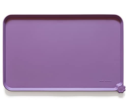 Hoki Found Silicone Pet Food Mats Tray - High-Lips Pet Dog Cat Bowl Mats - Pet Feeding Mat - Waterproof Dog Cat Food Mats -Pet Water Mats for Floors - Amethyst