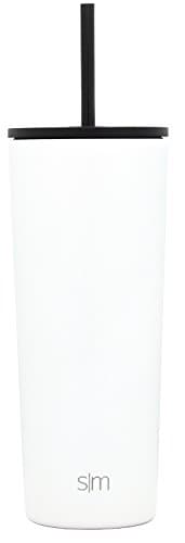 Simple Modern Insulated Tumbler with Straw and Lid | Iced Coffee Cup Reusable Stainless Steel Water Bottle Travel Mug | Gifts for Women & Men | Classic Collection | 24oz | Winter White