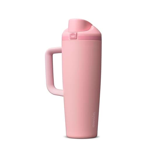Owala FreeSip Tumbler Insulated Stainless Steel Water Bottle with Built-in Straw and Side Handle, For Travel, Work, School, and Sports, 30oz, BPA Free, Leak Proof, Rose Quartz