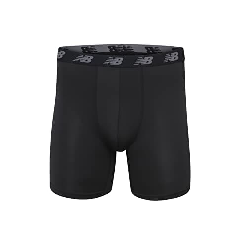 New Balance Men's Standard 5" Performance No Fly Boxer Brief (4 Pack), Thunder/Thunder/Black/Black, Medium