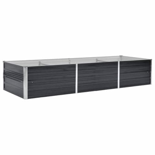 vidaXL Garden Raised Bed Planter Flower Vegetable Plants Herb Grow Pot Box Outdoor Patio Balcony Gardening Anthracite 94.5" Galvanized Steel