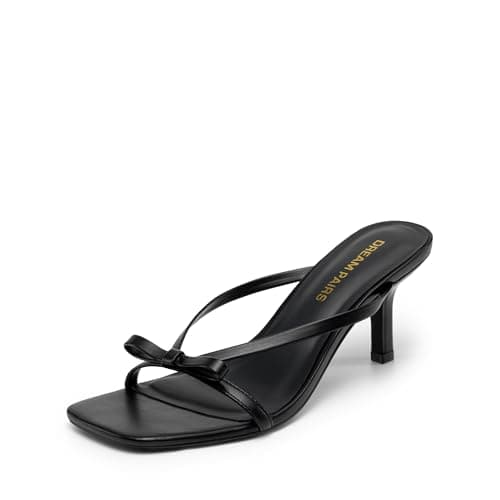 DREAM PAIRS Women’s Comfort Bow Kitten Heel Sandals,Black,9