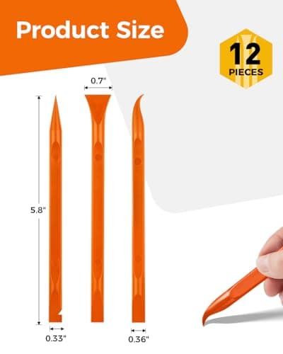 12Pcs Plastic Scraper Tool, Crevice Cleaning Tool, Non-Scratch Car Detailing Supplies for Cleaning, Versatile Label/Sticker Remover & Peeler Tool for Tight Spaces (Orange-12Pcs)