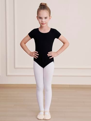 WEGETIT Leotards for Girls Gymnastics Toddler Ballet Leotard Girls Dance Shirts (Black,4-6Years)
