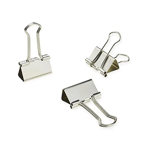 HAHIYO Binder Clips Paper Clamps Spring Steel Sturdy Medium 1.26 inches Width 0.39 Inch Capacity No Sharp Edges Heavy Duty Tight Grip Reusable Silver Metal Bright Finish for Home Office School 13 Pack