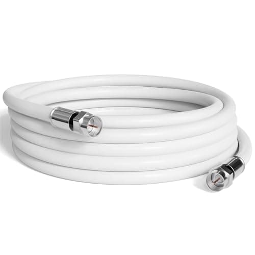 35 Foot White - Solid Copper Coax Cable - RG6 Coaxial Cable with Connectors, F81 / RF, Digital Coax for Audio/Video, Cable TV, Antenna, Internet, & Satellite, 35 Feet (10.5 Meter)