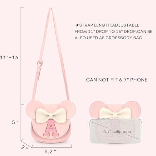 mibasies Toddler Purse Girl Gifts: Girls Birthday Gifts for 3-8 - Toys for Ages 2-4 Purse, Pink, Letter A