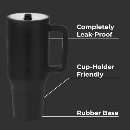 HydroJug Traveler 32oz, Insulated Tumbler with Handle & Straw, Black