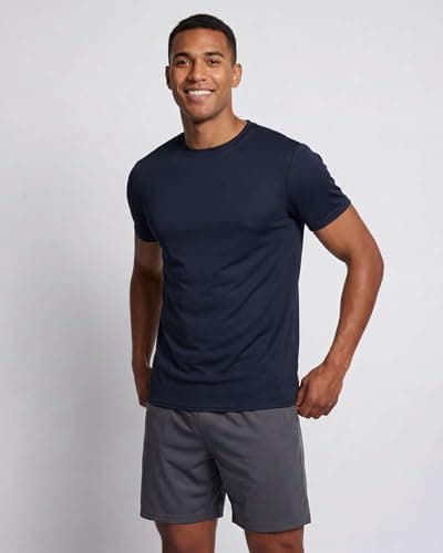 Men's Quick Dry Fit Dri-Fit Short Sleeve Active Wear Training Athletic Essentials Crew T-Shirt Fitness Gym Wicking Tee Workout Casual Sports Running Tennis Exercise Undershirt Top - 5 Pack,Set 4-XL