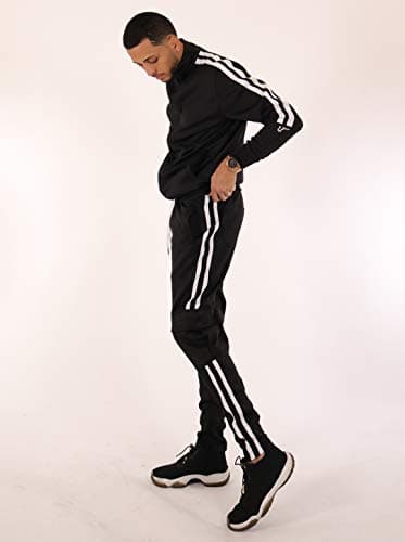 SCREENSHOT-Track Pants Basic Mens Premium Slim Fit Athletic Fitness Fashion Urban Lifestyle Streetwear Bottoms, P41900-black/Red, Small