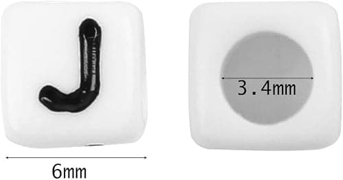 Quefe 1440pcs Acrylic Letter Beads White Cube Sorted Alphabet Beads for Jewelry Making, Bracelets, Necklaces, Key Chains (6 x 6mm)