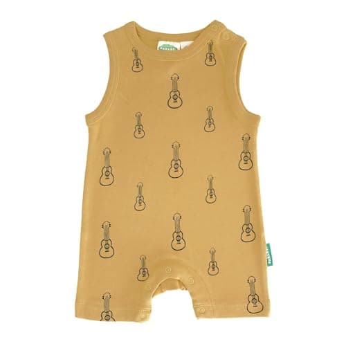 Parade Organic Tank Rompers - Signature Prints Yellow Ukuleles 3-6 Months