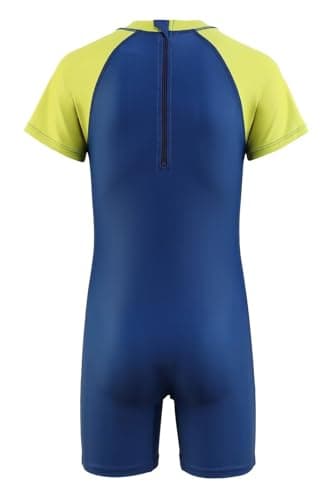 Qterdiz Boys Rash Guard Swimsuits, One Piece Short Sleeve Swim Shirts Summer Bathing Suit Swimwear for Kids Big Shark Size 7/6-7 Years