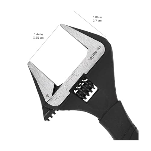 Amazon Basics 6-Inch Drop Forged Adjustable Wrench with Soft Grip, Wide Jaw, Metric/SAE Scales, Rust Resistant, 6.34 x 2.83 x 0.59 inches