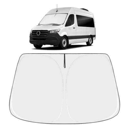 Front Windshield Sun Shade Foldable Sunshade Protector Custom Fit 2007-2025 Sprinter Freightliner Cargo Crew Passenger Motorhome Accessories 2025 Upgrade