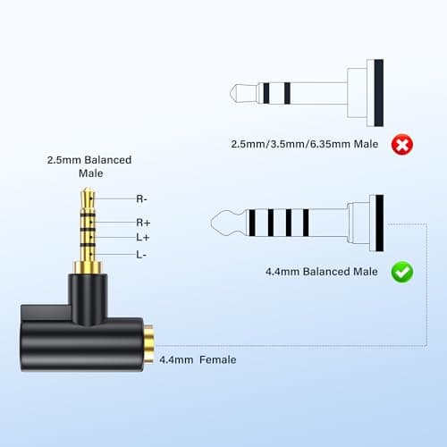 SinLoon 4.4mm Female to 2.5mm Male Balanced Audio Adapter, Gold Plated Plug, Balanced Converter for HiFi DAP Headphone Amplifier