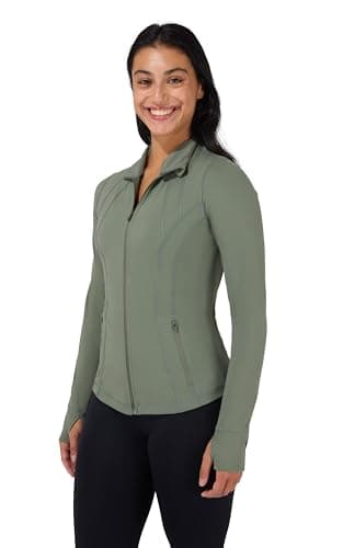 90 Degree By Reflex Full Zip Running Track Jacket Lightweight Athletic Slim Fit Jacket with Thumbholes, Mountain Sage, X-Large