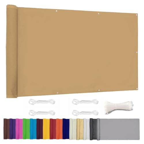 ZHhan Balcony Privacy Screen for Backyard Deck Patio Balcony Fence Porch Sun Shade PVC UV Protection Sun Wind 8 Days DeliveSapphire 14 Colors 20 Sizes 420D(Khaki,2.6'x11.5')