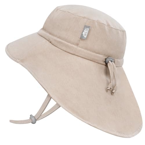 Jan & Jul Summer Xplorer Swim Hats for Toddler Boys with Wide Brim (M: 6-24 Months, Wheat)