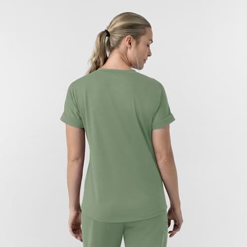 Carhartt Women's Knit Women's V-Neck Scrub Top, Green Slate, Small
