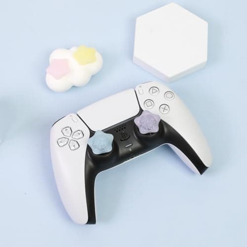 Flyingmage Glitter Star Switch 2 Joycon Thumb Grips Caps, 4 PCS Cute Kawaii 3D Silicone Analog Thumbstick Button Cover for PS5/PS4, Xbox Series X/S, Xbox One, Switch PRO Controller Joystick Caps