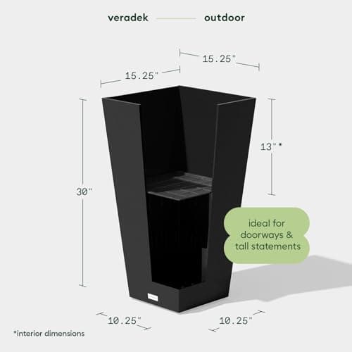 Veradek V-Resin Indoor/Outdoor Taper Planter, Set of 2 (30 inch, Black)