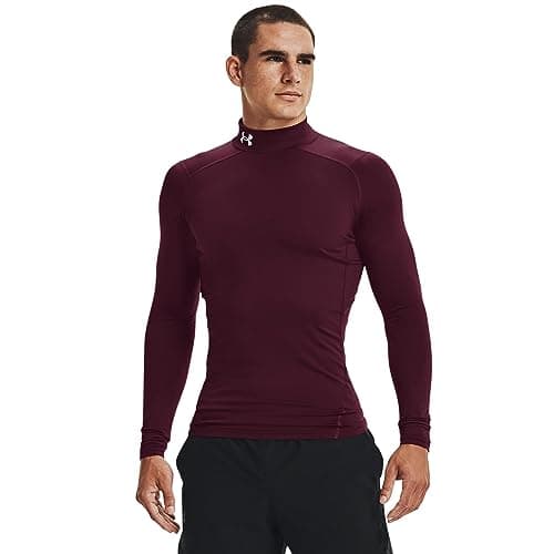 Under Armour Men's ColdGear Armour Compression Mock, Maroon (609)/White, Medium