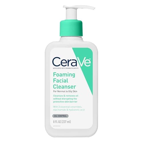 CeraVe Foaming Facial Cleanser, Daily Face Wash for Oily Skin, Hyaluronic Acid + Ceramides + Niacinamide, Fragrance Free, Non-Drying Oil Control Face Wash, 8 Fluid Ounces