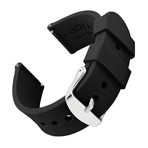 Archer Watch Straps - Soft Silicone Quick Release Watch Bands (Black, 20mm)