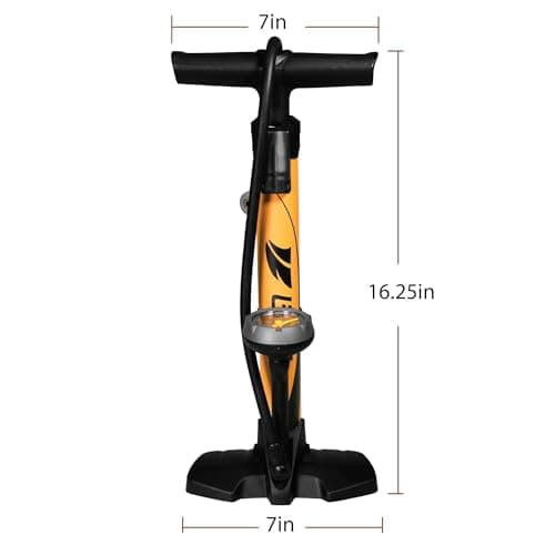 BV Bike Pump out of durable Steel - Bicycle pump 160 PSI high Pressure, Bike Tire Pump 17/24 inch Smart Valve Head, Schrader bike pump with gauge, Automatically Reversible Presta & Schrader, ball pump