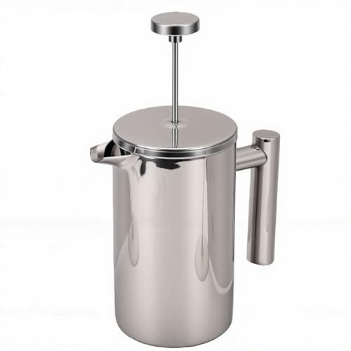 OEBUAFI 304 Stainless Steel French Press Coffee Maker, Insulated Double Wall Coffee Pot 600ml with Ergonomic Handle, for Hot Brewing