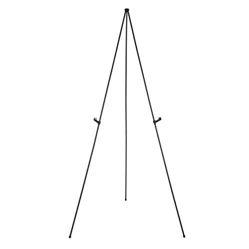 Amazon Basics Easel Display Stand, Instant Floor Poster, Lightweight, Collapsible and Portable with Tripod Base, Black Steel (supports 2.3 kg)