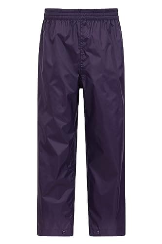 Mountain Warehouse Pakka Kids Waterproof Rain Pants - Splash Pants, Overtrousers, Boys & Girls Purple Kids 9-10 Yrs (128-140 cm)