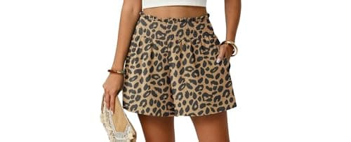 Lepunuo Womens High Waisted Elastic Beach Shorts with Pockets