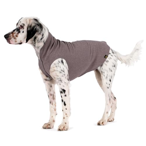 Goldpaw Stretch Fleece Dog Sweater - with Spandex for 4-Way Stretch - Soft, Comfortable Dog Coat - Machine Washable - Made in the USA - Charcoal - Size 14