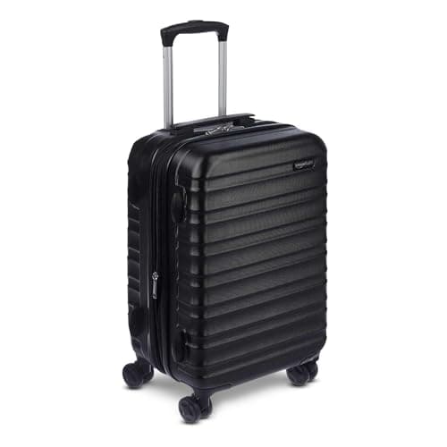 Amazon Basics 21-Inch Hardside Carry-On Luggage, Hardshell Suitcase With Wheels, Expandable For Up to 25% More Space, With Scratch-Resistant Surface, Four Multi-directional Wheels, Black