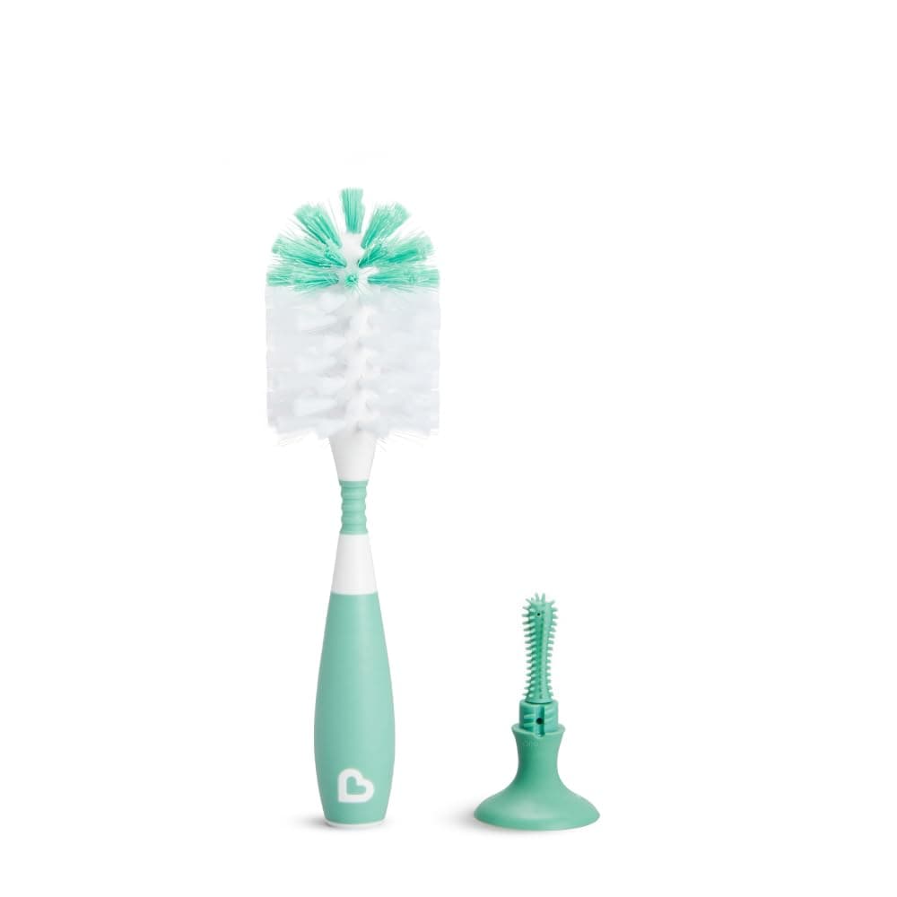 Munchkin Bottle Brush | For Cleaning Baby & Water Bottles with Built In Teat Brush | Freestanding | Dishwasher Safe | Bristle Brush | 1 Pack | Green