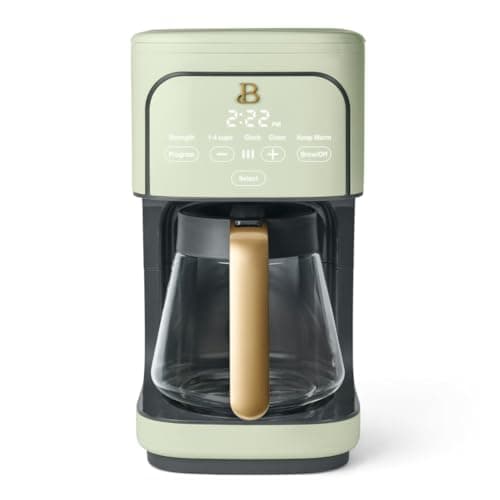 12 Cup Programmable Coffee Maker, 24 Hour Auto Brew, Touch Display, Bold Strength Control, Glass Carafe, Reusable Filter, Auto Shut Off (Sage Green)