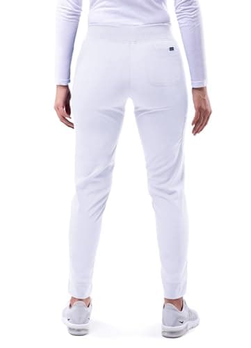 Adar Pro Scrubs for Women - Ultimate Yoga Jogger Scrub Pants - P7104T - White - L