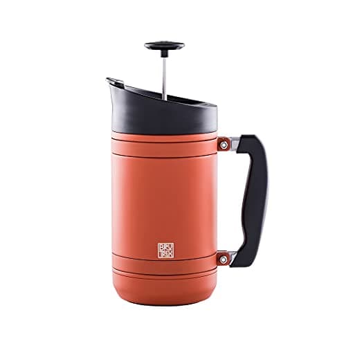 BruTrek® by Planetary Design BaseCamp Coffee Press - Double Wall Insulated Stainless Steel - Bru-Stop Technology, No Grounds in Coffee, No Spill Lid (Red Rock, 32 fl.oz)