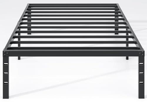 NEW JETO Metal Bed Frame,Twin Size Bed Frame with Storage Space,Heavy Duty Sturdy Mattress Foundation,Easy Assembly,No Box Spring Needed, Black,14 Inch,Twin