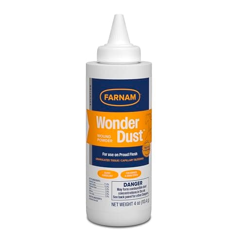 Farnam Wonder Dust Wound Powder, Blood Coagulant for Horses and Show Stock, for Use on Proud Flesh, Granulated Tissue, 4 Ounces