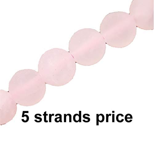 Matte Gemstone Beads for Jewelry Making, Sold per Bag 5 Strands Inside (Matte Rose Quartz, 4mm)